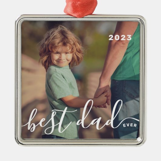 最高のシンプルよくはしゃぐモダンパパスクリプトの写真 メタルオーナメント (正面)