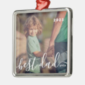 最高のシンプルよくはしゃぐモダンパパスクリプトの写真 メタルオーナメント (左)