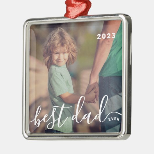 最高のシンプルよくはしゃぐモダンパパスクリプトの写真 メタルオーナメント (左)