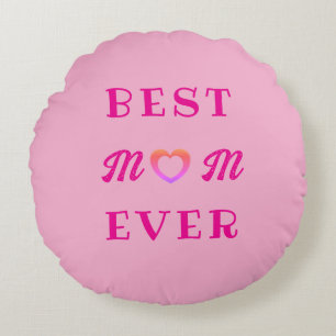 最高のシンプル母は常にピンクのハート母の日のプレゼント ラウンドクッション