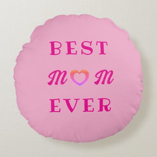 最高のシンプル母は常にピンクのハート母の日のプレゼント ラウンドクッション (正面)