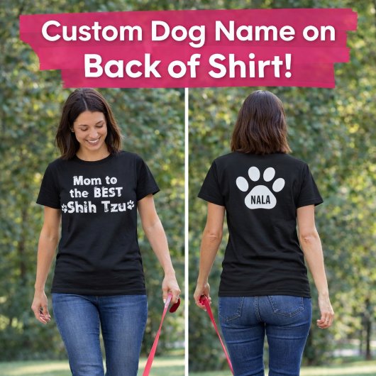 最高のシーズー犬ママの足跡 カスタムネームデザイン トライブレンドTシャツ