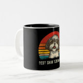 最高のシーズー(犬)ツパパエバおもしろいシーズー(犬)ツパパGif ツートーンマグカップ (正面左)