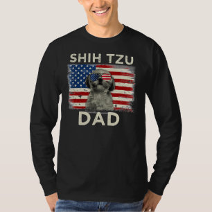 最高のシーズー(犬)ツパパリーバーアメリカン国旗の父S Da Tシャツ