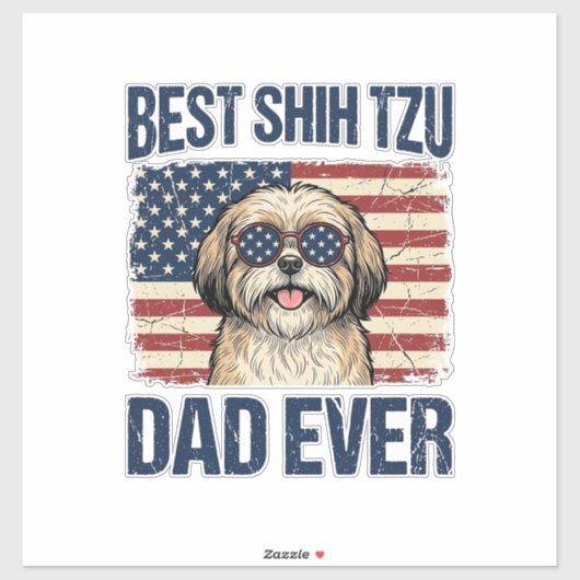 最高のシーツーズーのパパ 愛国的な犬 シール (シート)