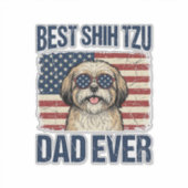 最高のシーツーズーのパパ 愛国的な犬 シール (正面)