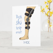 最高のスキー旅行!膝のおもしろいブレースはカードを取得 カード (黄色い花)