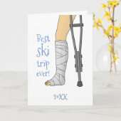 最高のスキー旅行!良おもしろいくなる カード (黄色い花)