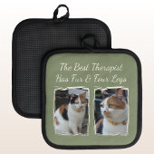 最高のセラピストは毛皮と4本の脚2フォトグリーン 鍋敷き