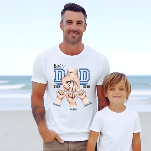最高のダッドTシャツ - 3人の子供の名前 Tシャツ