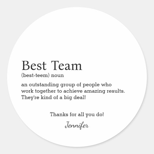 最高のチーム企業のスタッフの評価スタッフ ラウンドシール (正面)