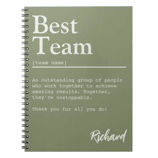 最高のチーム定義カスタムの従業員の認識 ノートブック (正面)