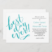 最高のディ・エバー結婚式招待状 |ティール（緑がかった色） 招待状 (正面/裏面)