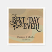 最高のデイエバーアーストーンレトロタイポグラフィ結婚 スタンダードカクテルナプキン (正面)