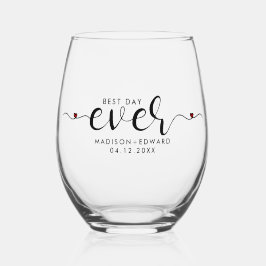 最高のデイエバーエレガントブラックタイポグラフィハート ステムなしワイングラス