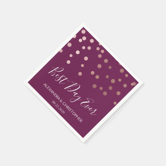 最高のデイエバーグンディ紙吹雪結婚ズ スタンダードカクテルナプキン (角)