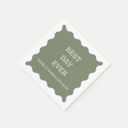 最高のデイエバージグリーンシックトレンディー波形結婚s スタンダードカクテルナプキン (角)