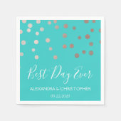 最高のデイエバーティール(緑がかった色)ブルー紙吹雪結婚ズ スタンダードカクテルナプキン (正面)