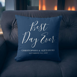 最高のデイエバーバラネイビーブルー結婚ズ クッション