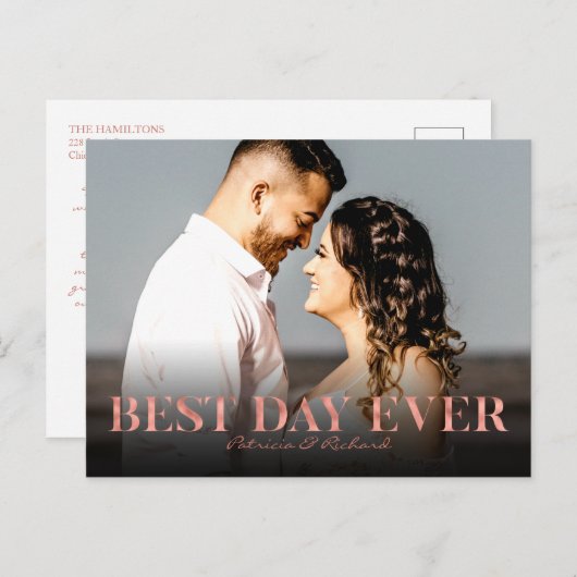 最高のデイエバーバラ金ゴールド結婚の感謝を忘れない ポストカード (正面/裏面)