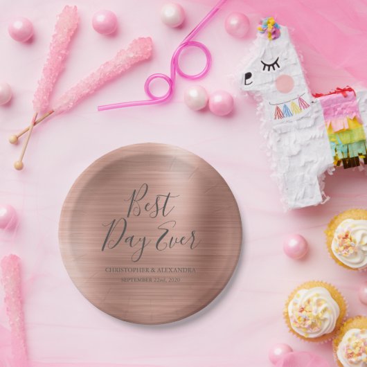 最高のデイエバーバラ金ゴールド赤面ピンク結婚ス ペーパープレート (パーティー)