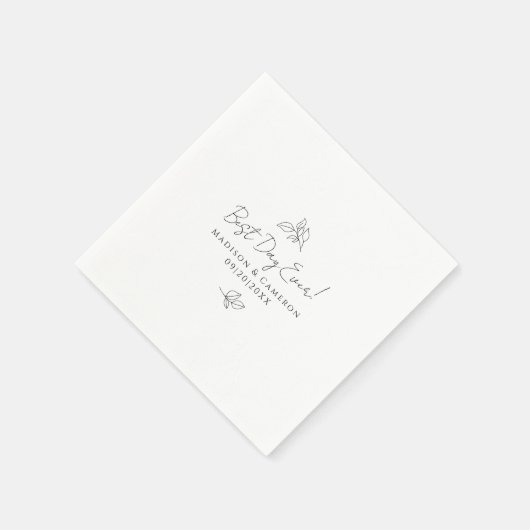 最高のデイエベントエレガントなウェディング葉ブラック&ホワイト スタンダードカクテルナプキン (角)