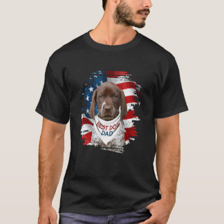 最高のドイツ産ショートヘアードポインター犬パパ USA フラグF Tシャツ