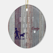 最高のドッグウォーカーエバークリスマスプレゼントオーナメント セラミックオーナメント (左)