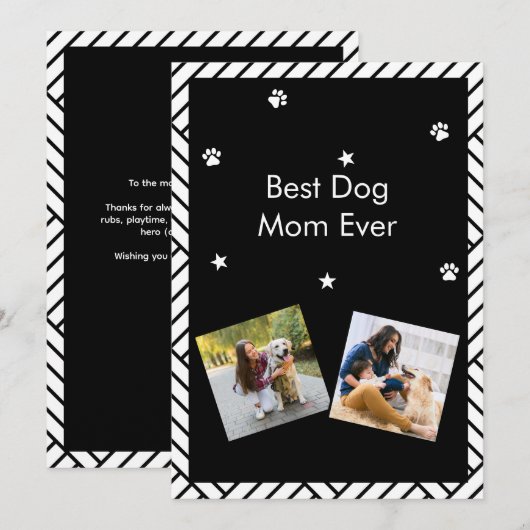 最高のドッグマムへ 母の日のグリーティングカード 招待状 (正面/裏面)