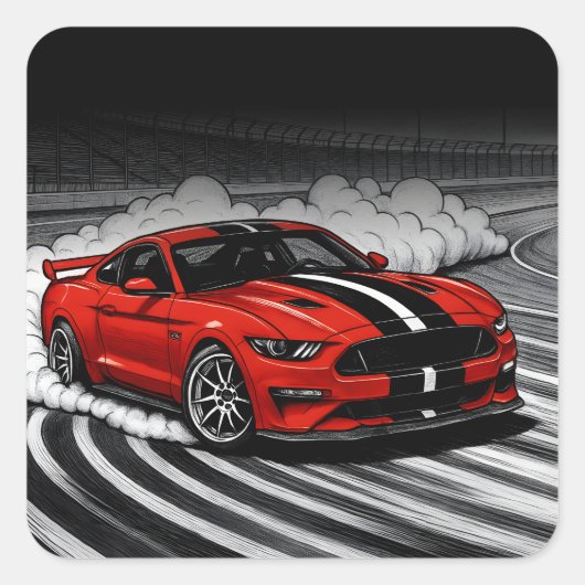最高のドリフトカー レッドマッスル スクエアシール (正面)