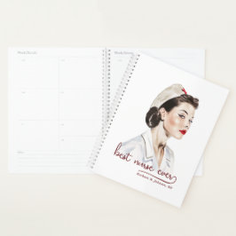 最高のナースのレトロヴィンテージの名前の追加 プランナー手帳