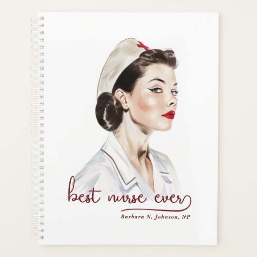 最高のナースのレトロヴィンテージの名前の追加 プランナー手帳 (正面)