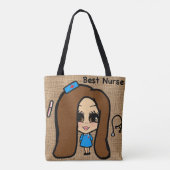 最高のナーストート – 名パーソナライズされた前の戯画 トートバッグ (裏面)