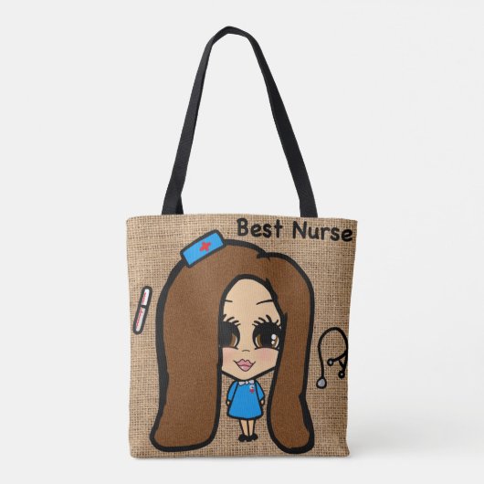 最高のナーストート – 名パーソナライズされた前の戯画 トートバッグ (裏面)