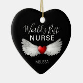 最高のナース医療赤いハートキープス セラミックオーナメント (右)