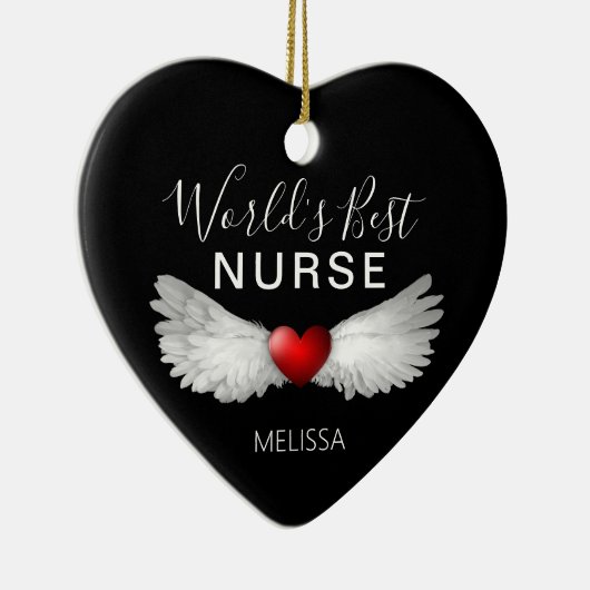 最高のナース医療赤いハートキープス セラミックオーナメント (右)