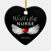 最高のナース医療赤いハートキープス セラミックオーナメント (正面)