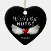 最高のナース医療赤いハートキープス セラミックオーナメント (裏面)