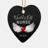 最高のナース医療赤いハートキープス セラミックオーナメント (左)
