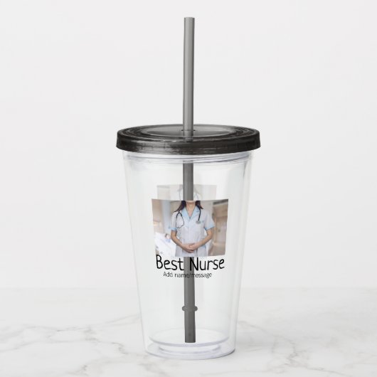 最高のナース追加フォト名文字医師hosp アクリルタンブラー (正面)