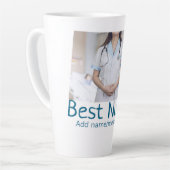 最高のナース追加フォト名文字医師hosp カフェラテマグ (左アングル)