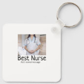 最高のナース追加フォト名文字医師hosp キーホルダー (裏面)