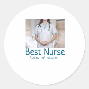 最高のナース追加フォト名文字医師hosp ラウンドシール