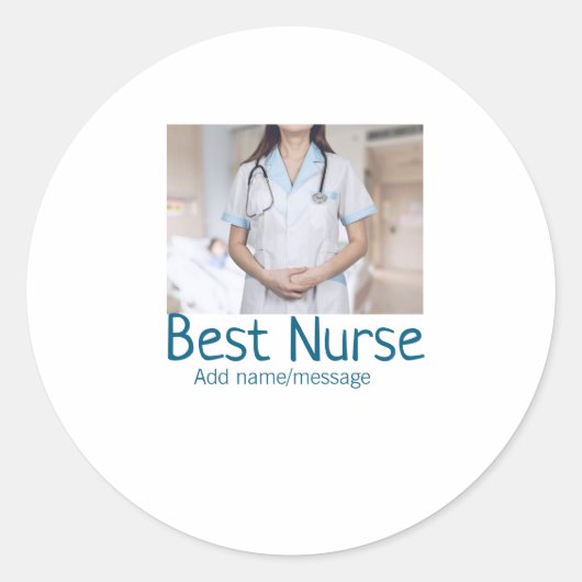 最高のナース追加フォト名文字医師hosp ラウンドシール (正面)