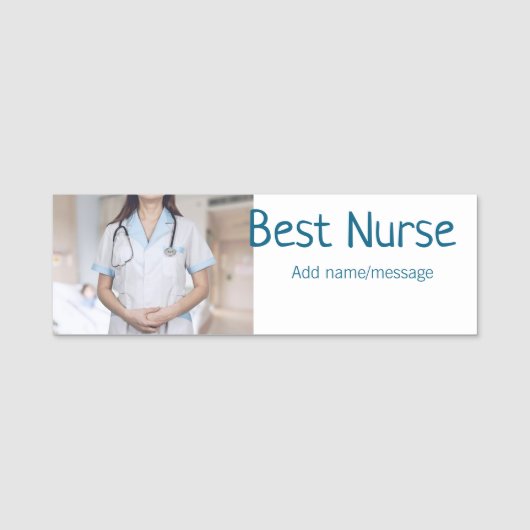 最高のナース追加フォト名文字医師hosp 名札 (正面)