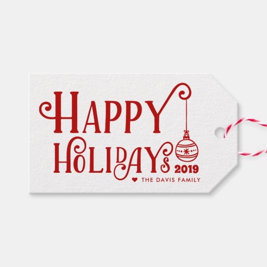 最高のハッピーホリデー |クリスマスカスタム。 ギフトタグ (正面(横))