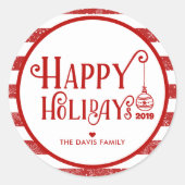 最高のハッピーホリデー |クリスマスカスタム。 ラウンドシール (正面)