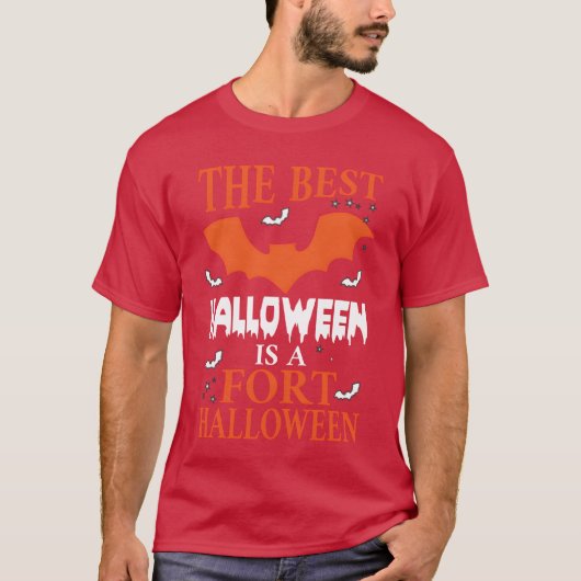 最高のハロウィンはフォートハロウィーンキャンピング不気味 Tシャツ (正面)