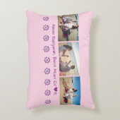最高のハート付き。名前+ 3枚のフォトコラージュ アクセントクッション (正面(垂直))