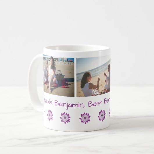 最高のハート付き。名前+ 3枚 コーヒーマグカップ (正面左)